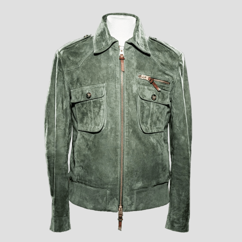 Hudson | Retro Lapel Zipper Breast Pocket Suede Jacket