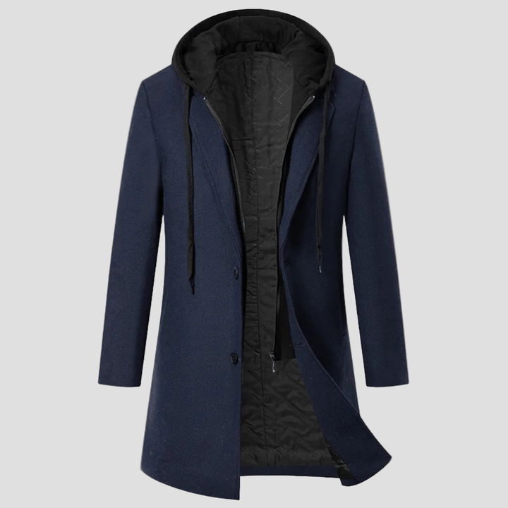 Archer | Hooded Wool Overcoat with Quilted Lining