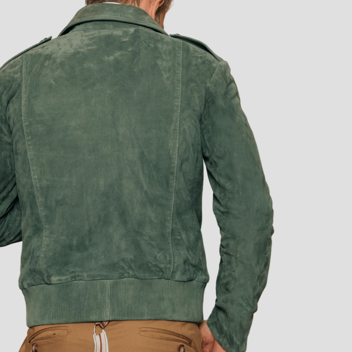 Hudson | Retro Lapel Zipper Breast Pocket Suede Jacket