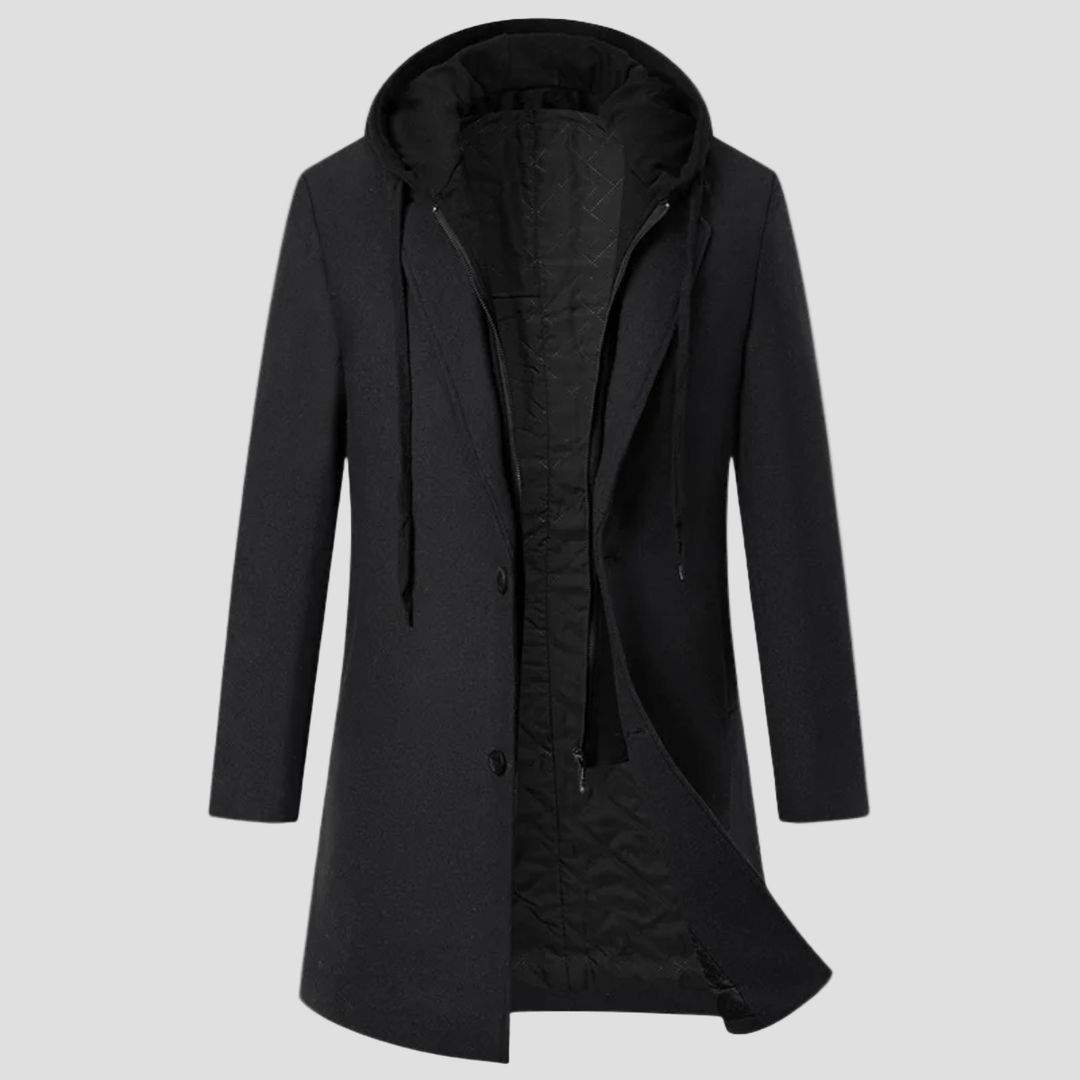 Archer | Hooded Wool Overcoat with Quilted Lining