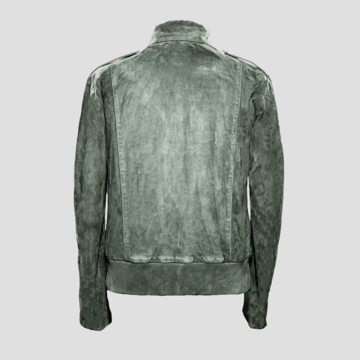 Hudson | Retro Lapel Zipper Breast Pocket Suede Jacket