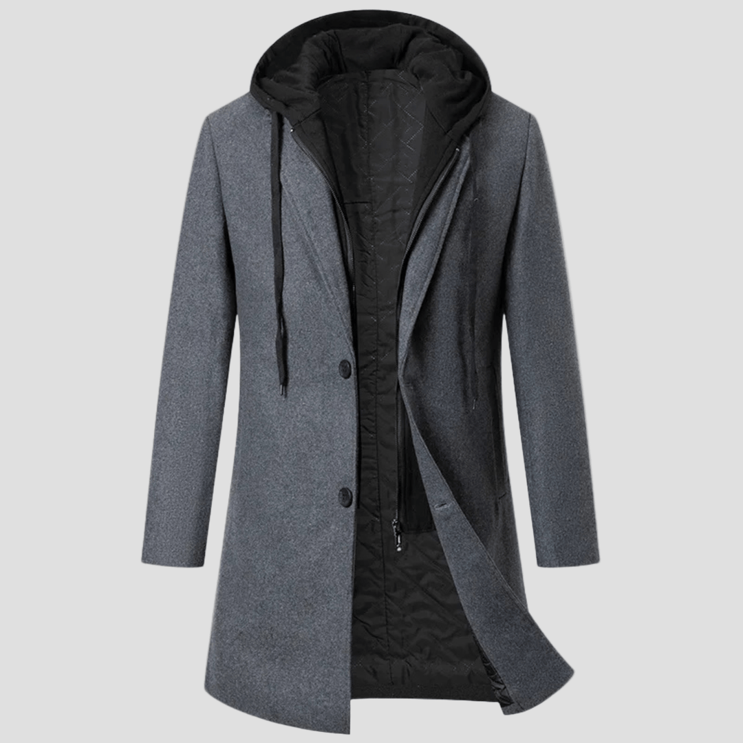 Archer | Hooded Wool Overcoat with Quilted Lining