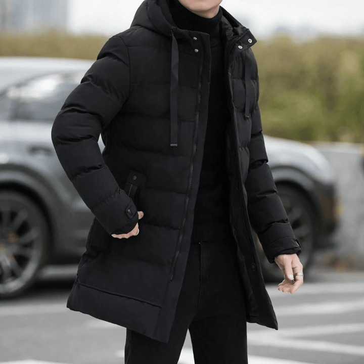 Bexley | Stylish Longline Black Puffer Coat for Men