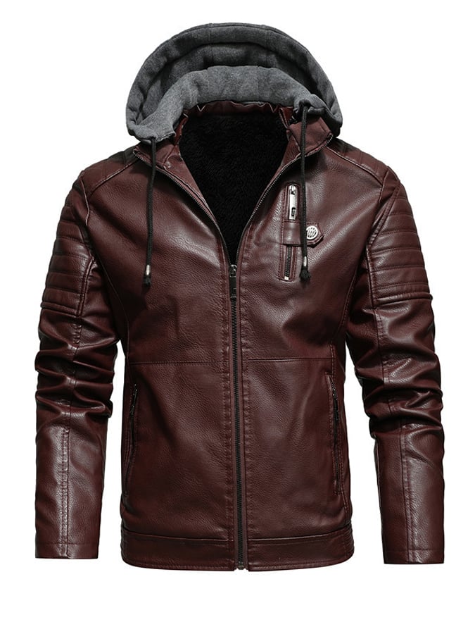 DANIO™ | HOODED JACKET WITH LEATHER EFFECT AND ZIP