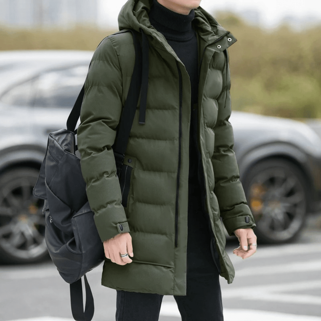 Bexley | Stylish Longline Black Puffer Coat for Men