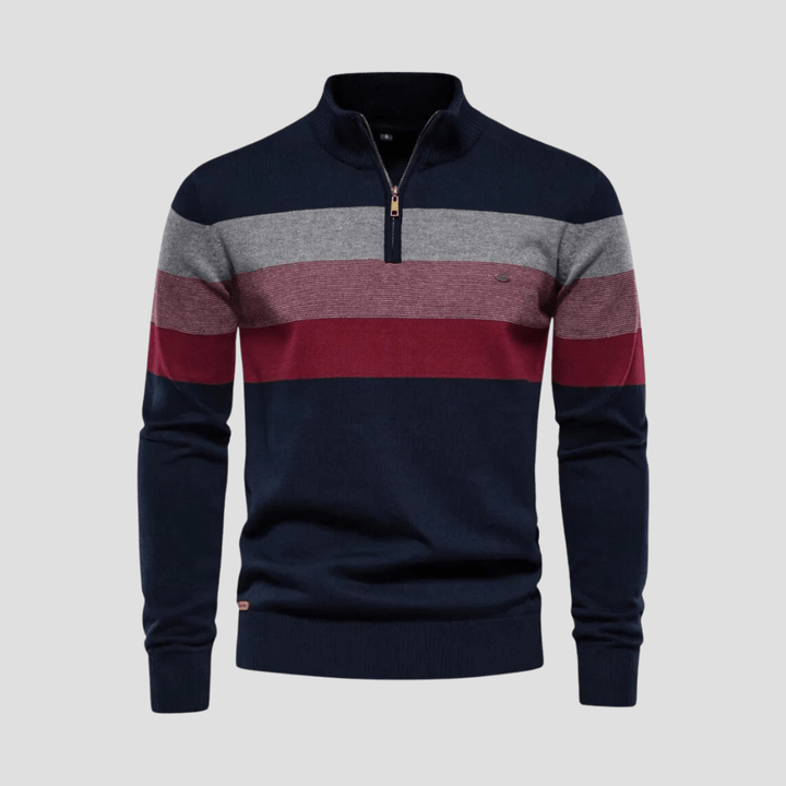 Maxwell | Striped Quarter Zip Jumper