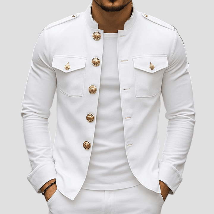 Colton | Vintage Casual Solid Stand Collar Button Jacket