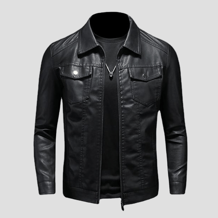 Dylan | Lapel Leather Biker Jacket