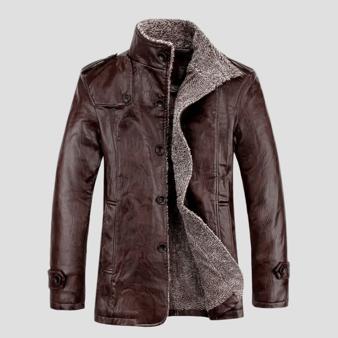 Lansbury | Leather Jacket with Fleece Lining and Stand Collar