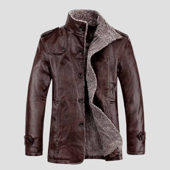 Lansbury | Leather Jacket with Fleece Lining and Stand Collar