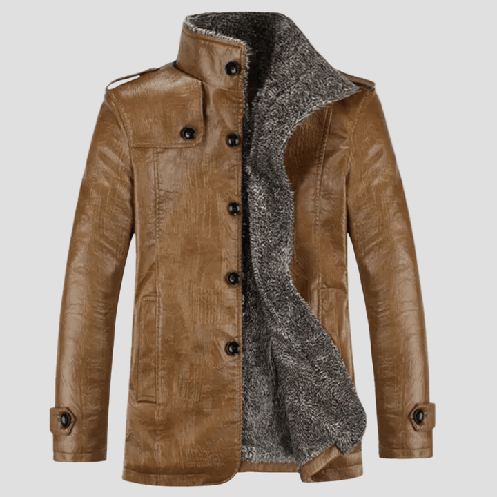Lansbury | Leather Jacket with Fleece Lining and Stand Collar