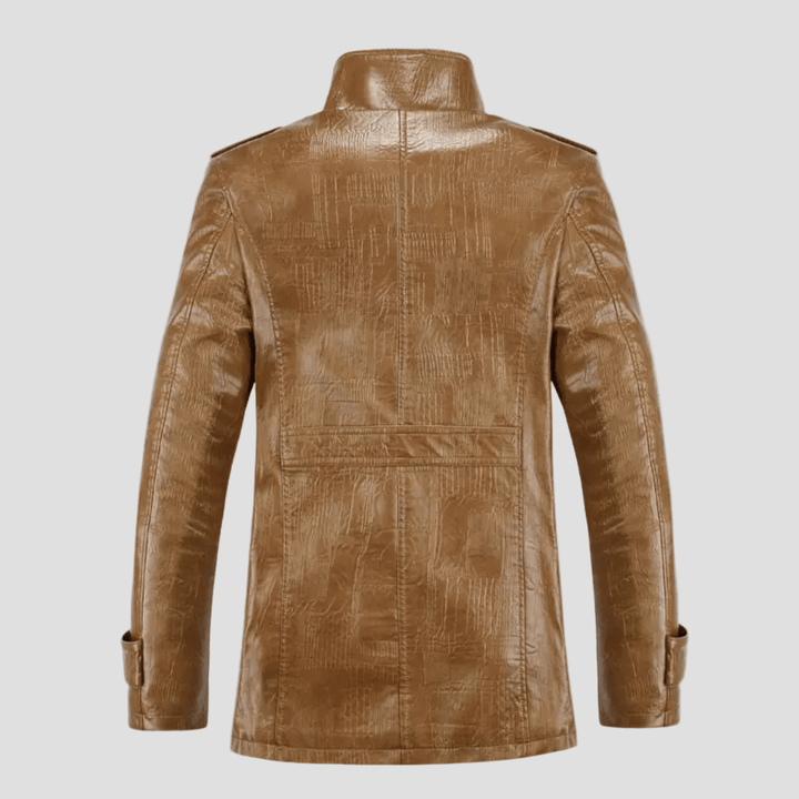 Lansbury | Leather Jacket with Fleece Lining and Stand Collar