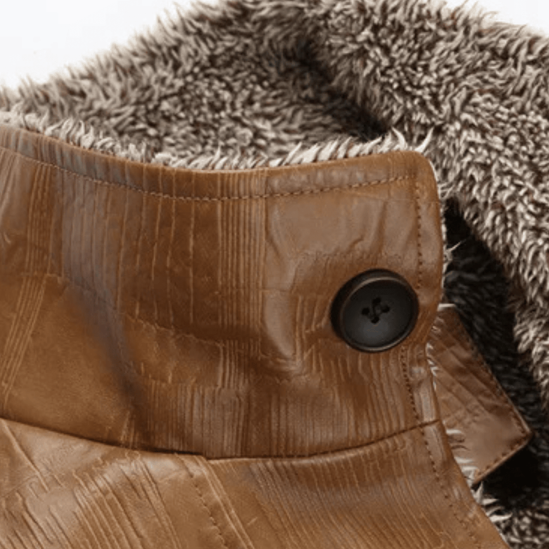Lansbury | Leather Jacket with Fleece Lining and Stand Collar
