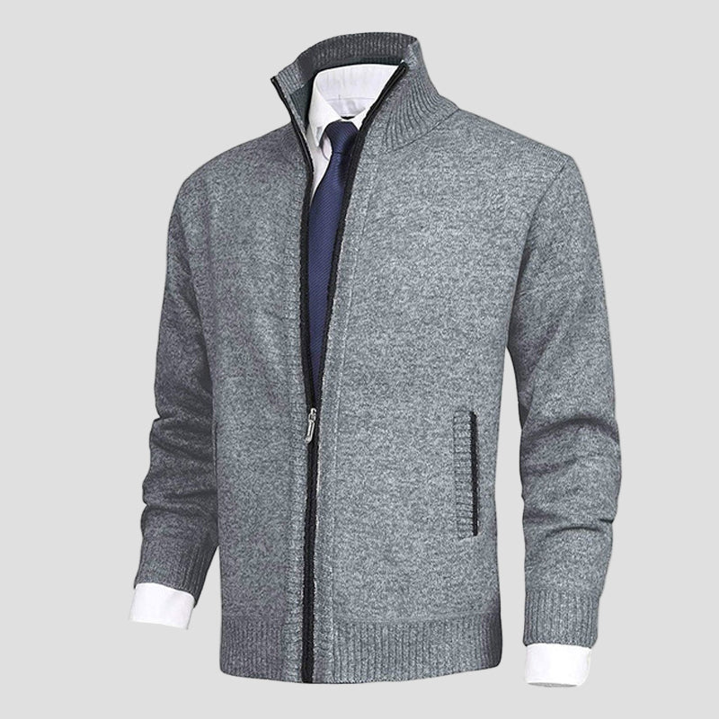 Owen | Solid Stand Collar Knit Cardigan