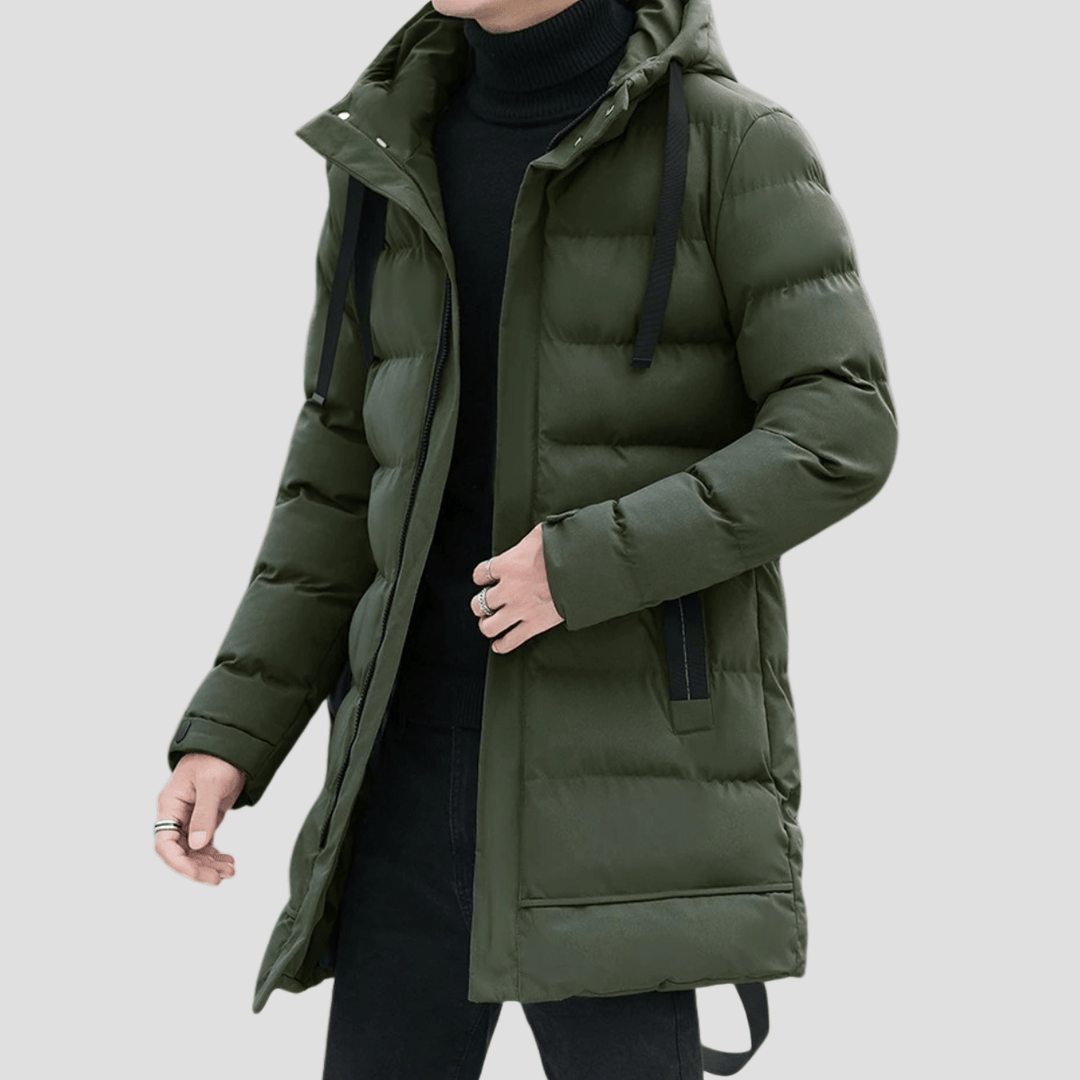 Bexley | Stylish Longline Black Puffer Coat for Men