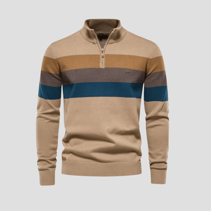 Maxwell | Striped Quarter Zip Jumper