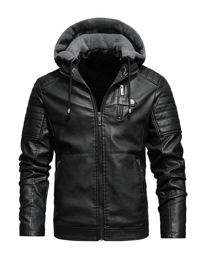 DANIO™ | HOODED JACKET WITH LEATHER EFFECT AND ZIP
