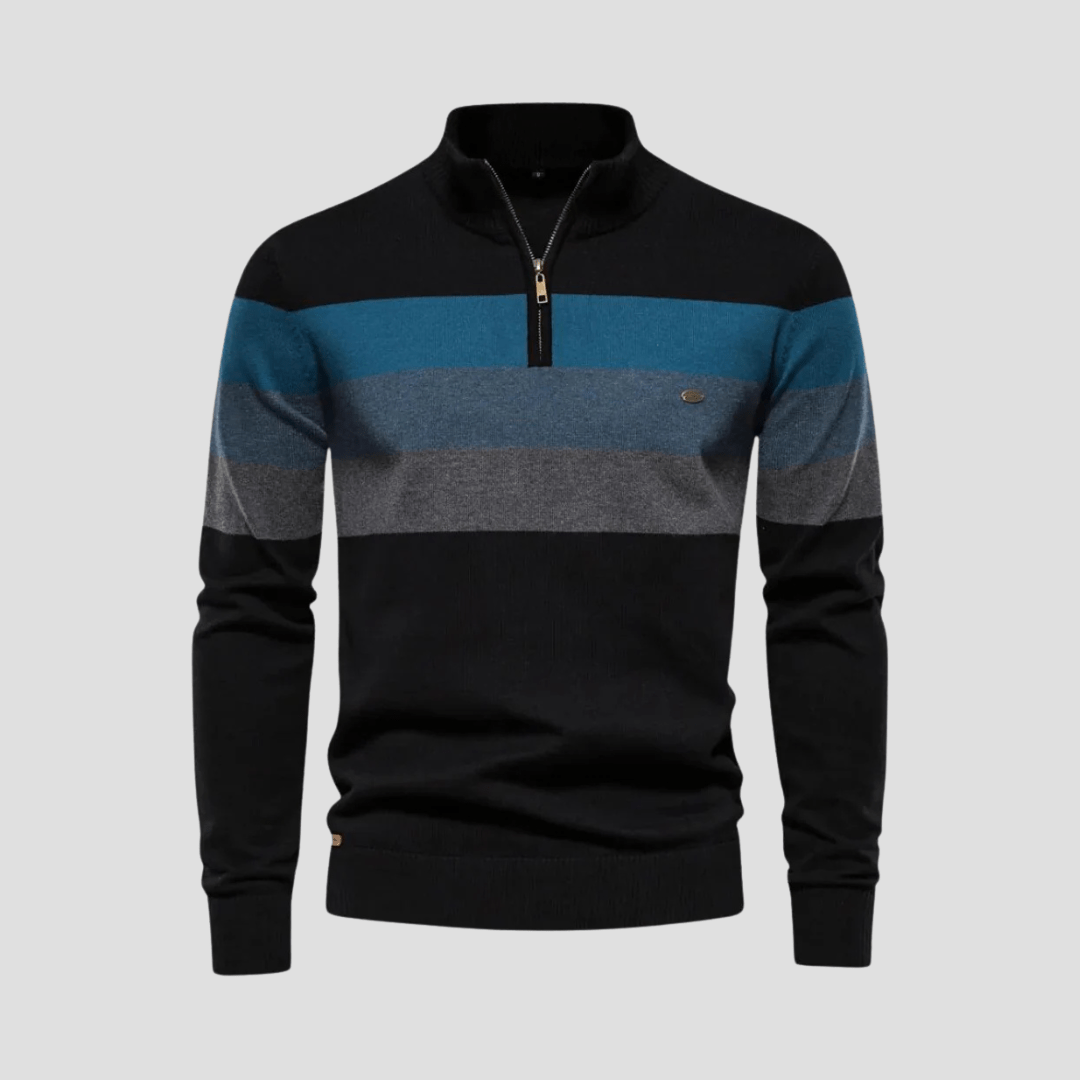 Maxwell | Striped Quarter Zip Jumper