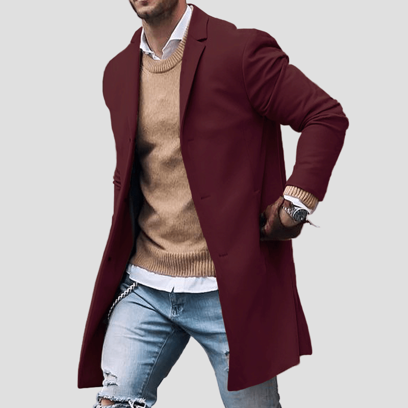 Grayson | Notch Lapel Single-Breasted Mid-Length Coat
