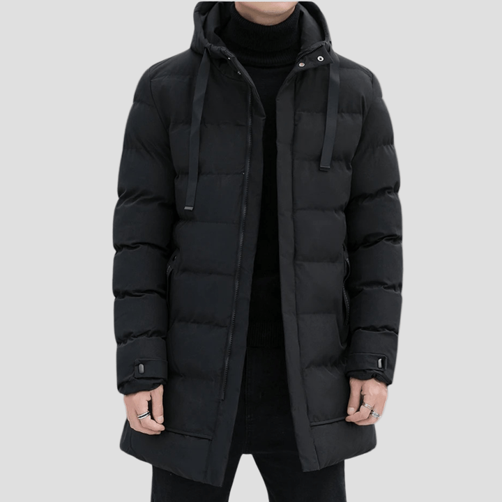 Bexley | Stylish Longline Black Puffer Coat for Men
