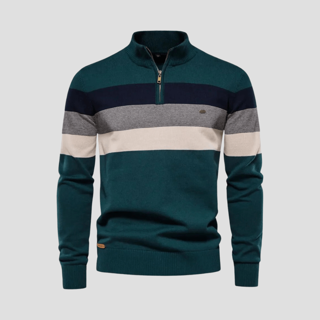 Maxwell | Striped Quarter Zip Jumper