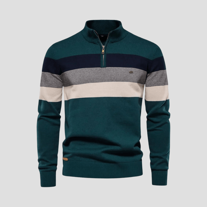 Maxwell | Striped Quarter Zip Jumper