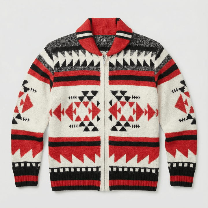 Dominic | Geometric Zip Knit Cardigan