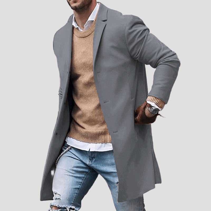 Grayson | Notch Lapel Single-Breasted Mid-Length Coat