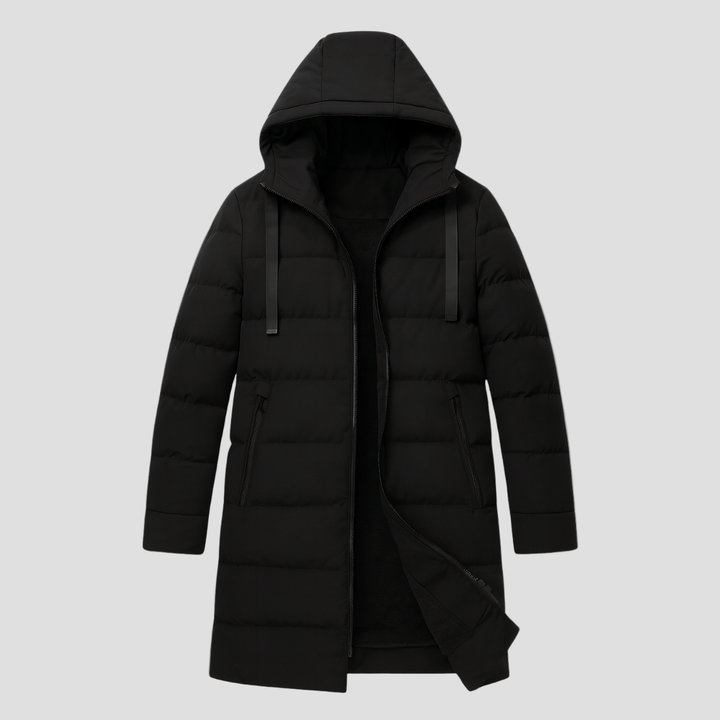 Bexley | Stylish Longline Black Puffer Coat for Men