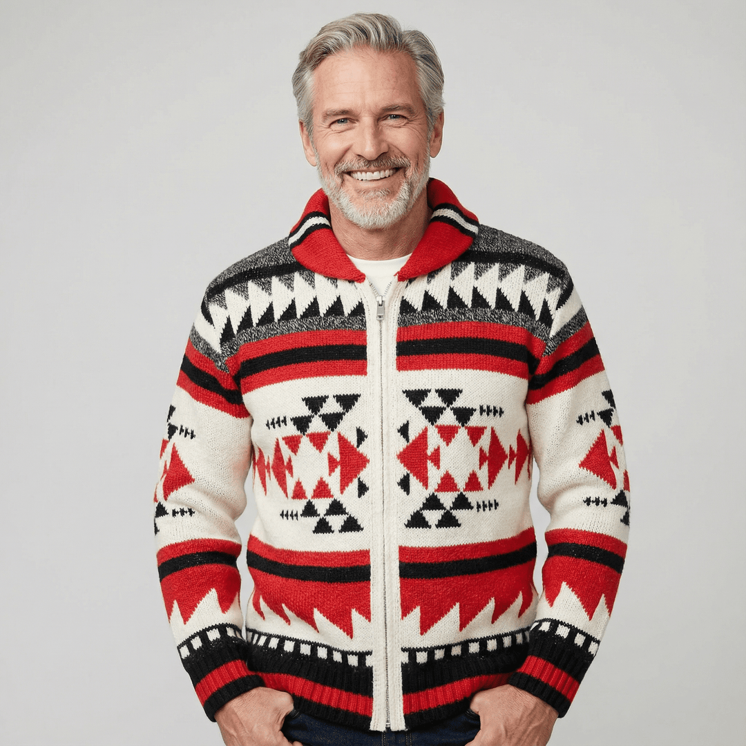 Dominic | Geometric Zip Knit Cardigan