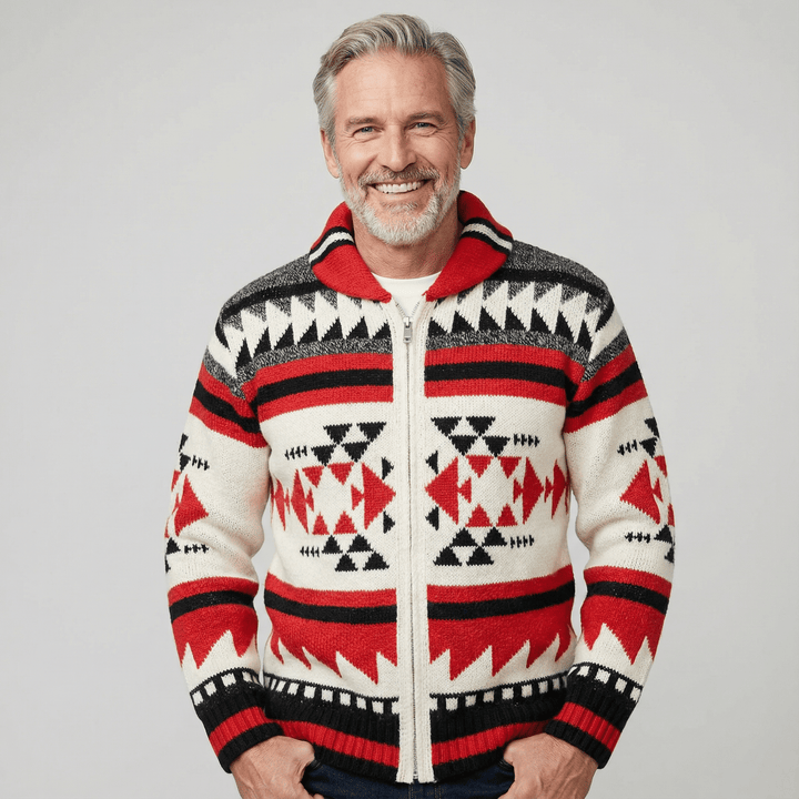 Dominic | Geometric Zip Knit Cardigan