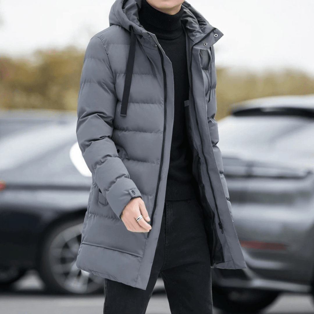 Bexley | Stylish Longline Black Puffer Coat for Men