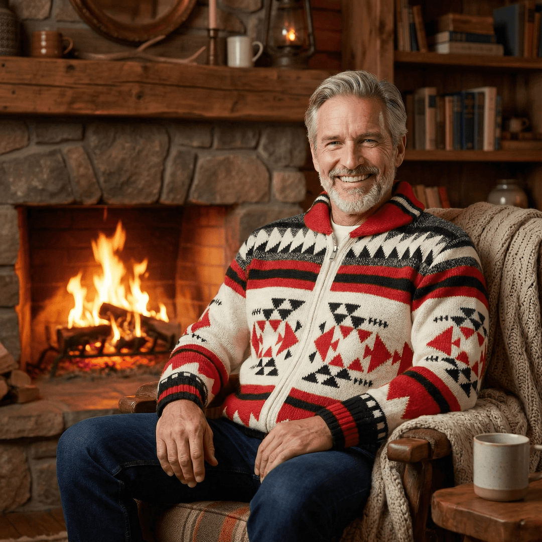 Dominic | Geometric Zip Knit Cardigan