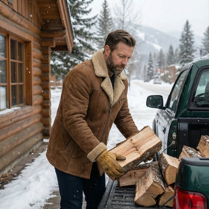 Beau | Fleece Suede Lapel Suede Single-Breasted Multi-Pocket Coat