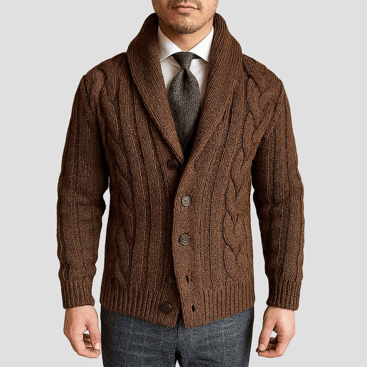 Carson | Cable Knit Shawl Cardigan Sweater