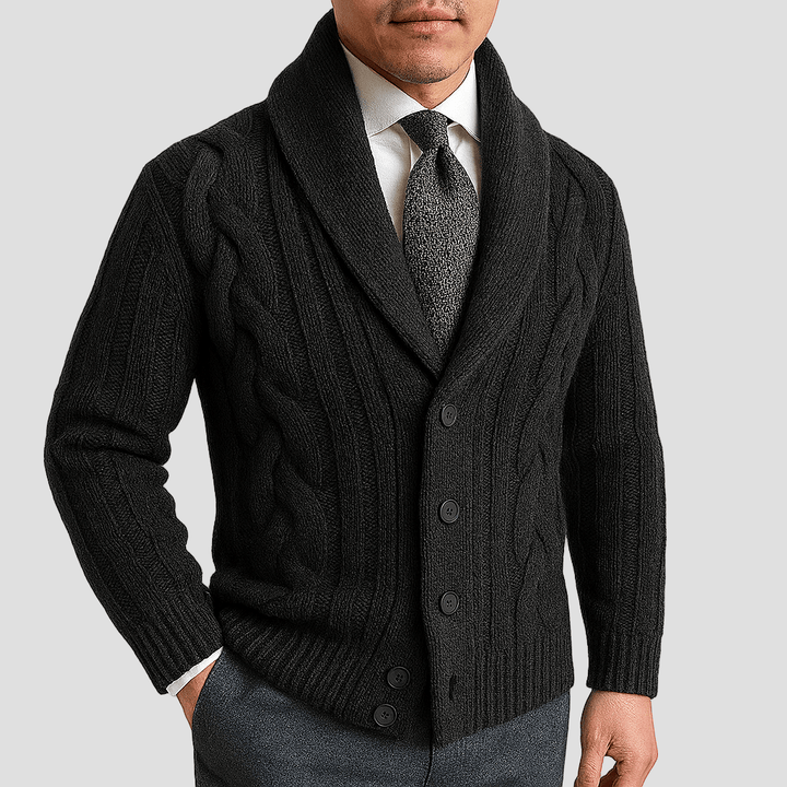 Carson | Cable Knit Shawl Cardigan Sweater