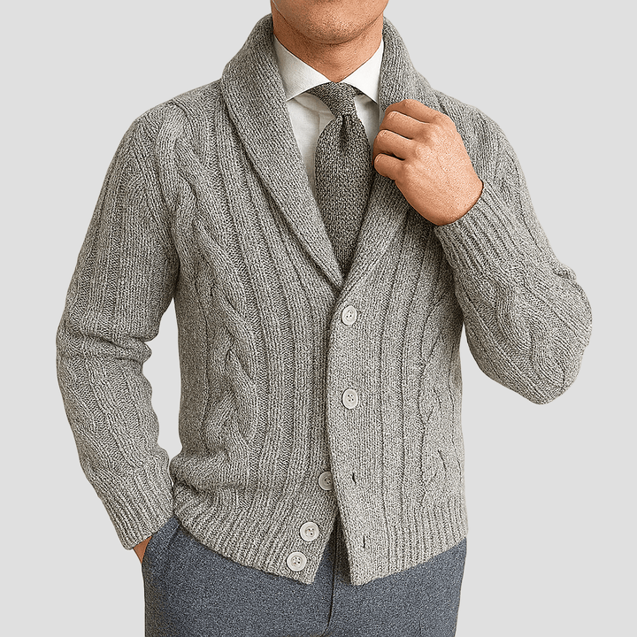 Carson | Cable Knit Shawl Cardigan Sweater