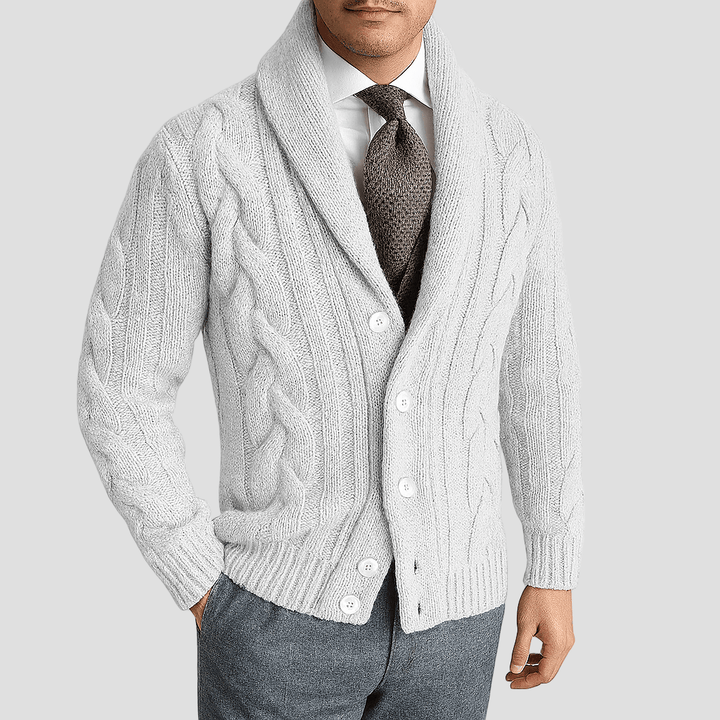 Carson | Cable Knit Shawl Cardigan Sweater