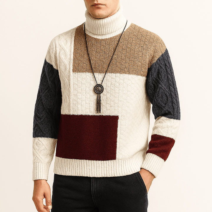 Kayden | Color-Block Turtleneck Sweater
