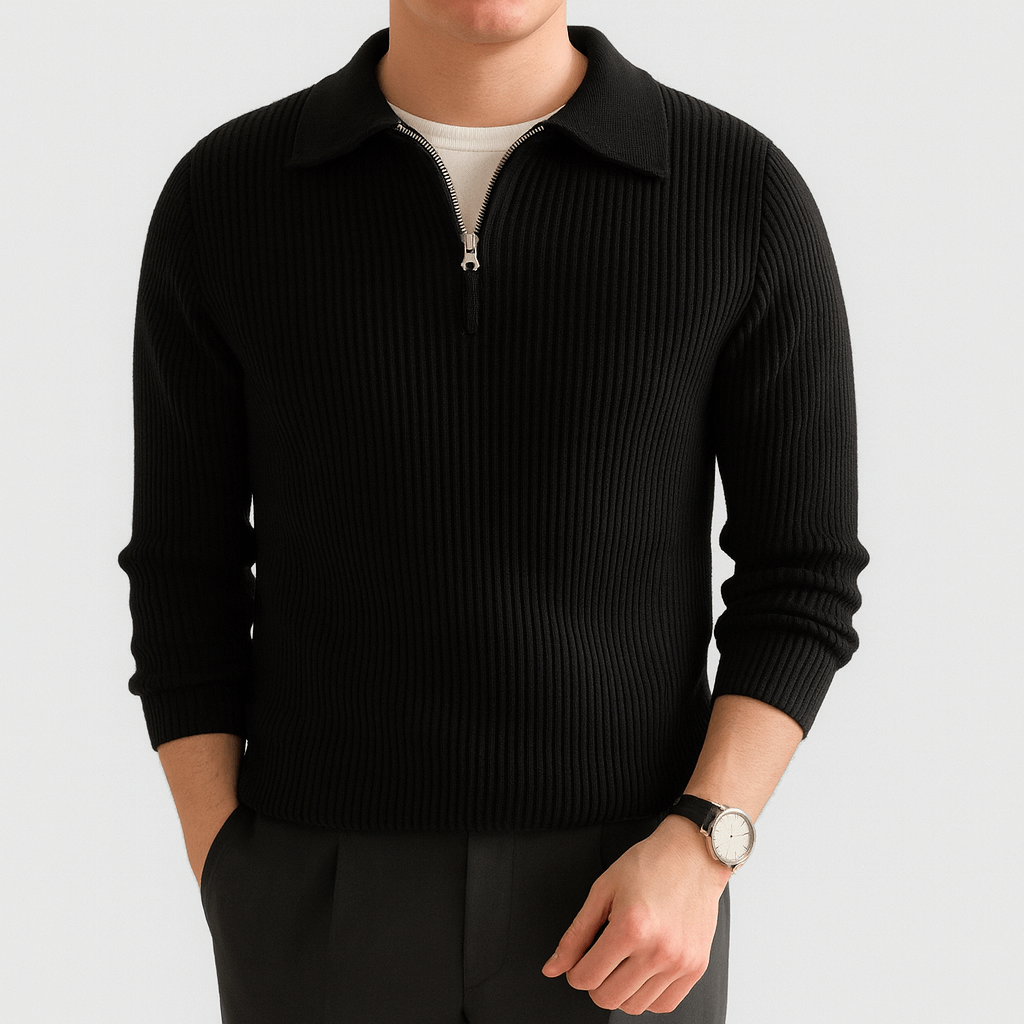 Jaxon | Knitted Half-Zip Polo Sweater