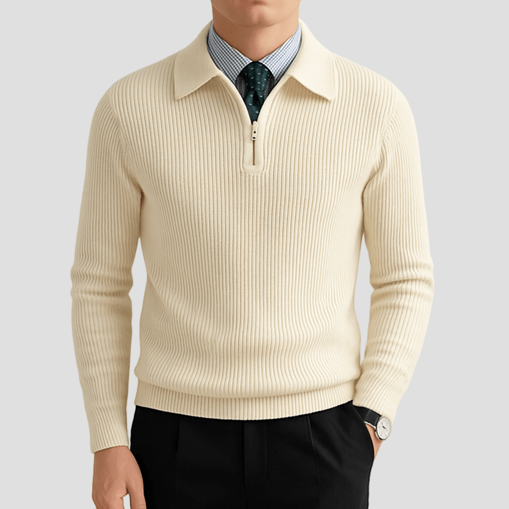 Jaxon | Knitted Half-Zip Polo Sweater