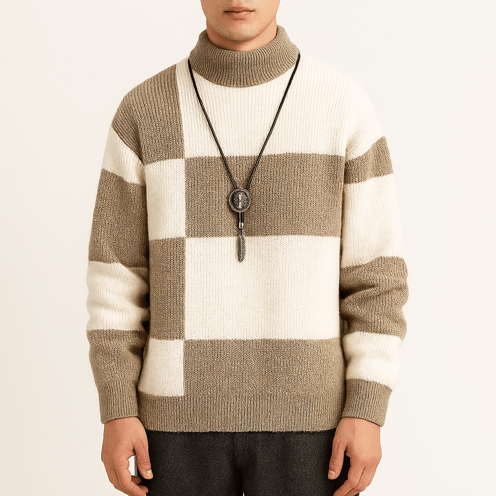 Xavier | Modern Color Block Turtleneck Sweater