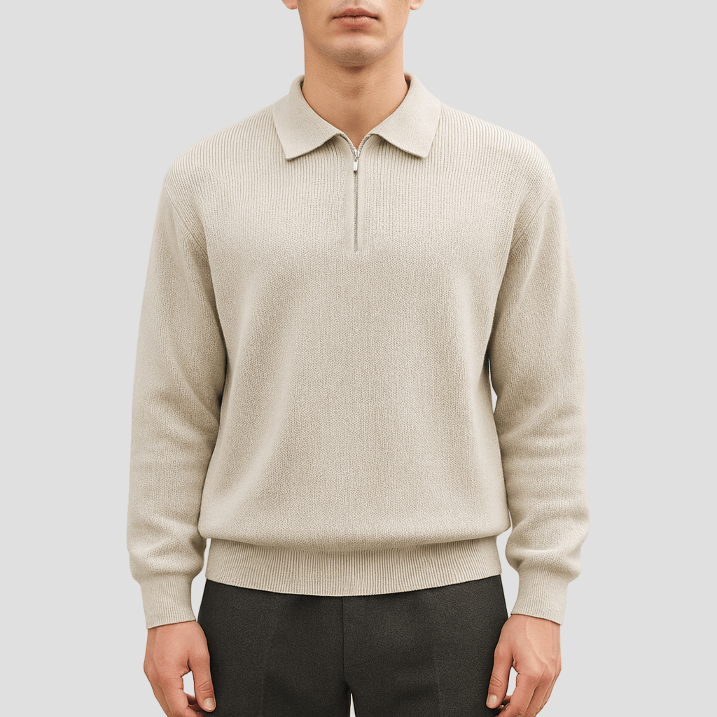 Nolan | Polo Sweater with Zipper Detail