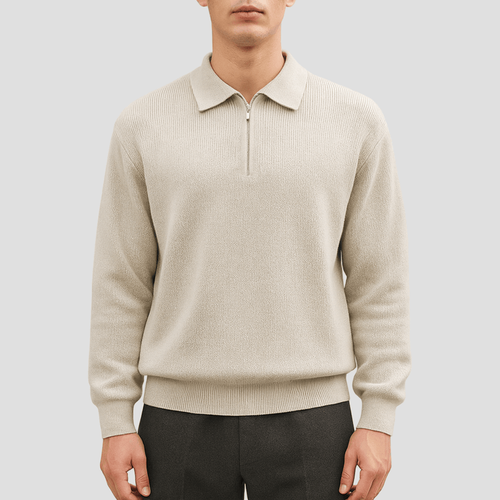 Nolan | Polo Sweater with Zipper Detail