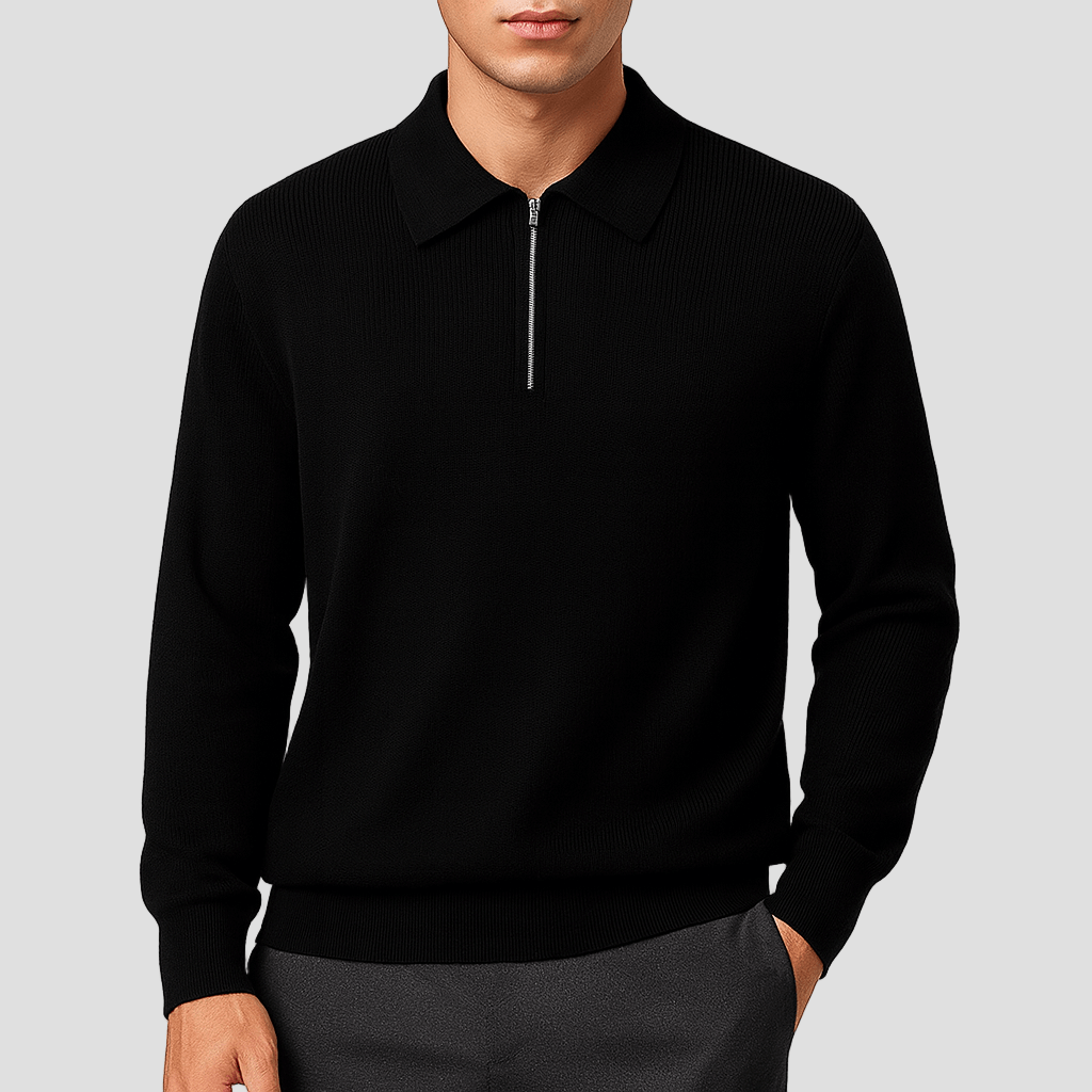 Nolan | Polo Sweater with Zipper Detail