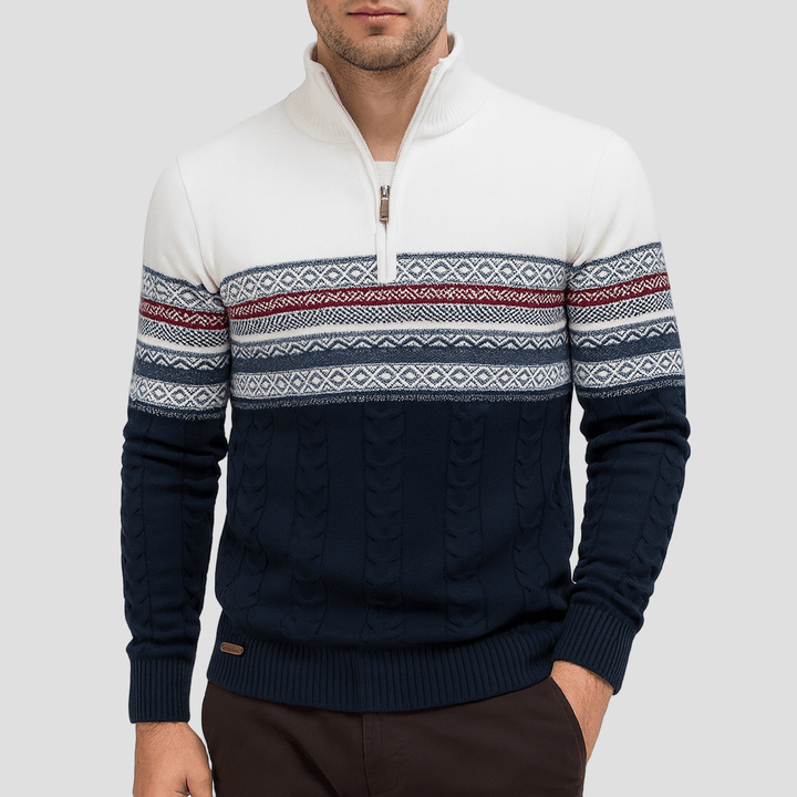 Jordan | Striped Quarter-Zip Sweater