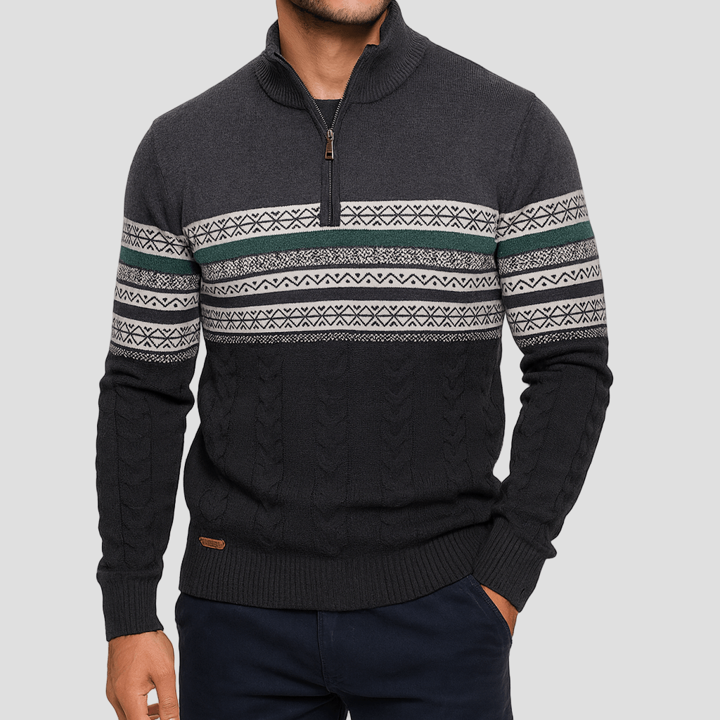 Jordan | Striped Quarter-Zip Sweater