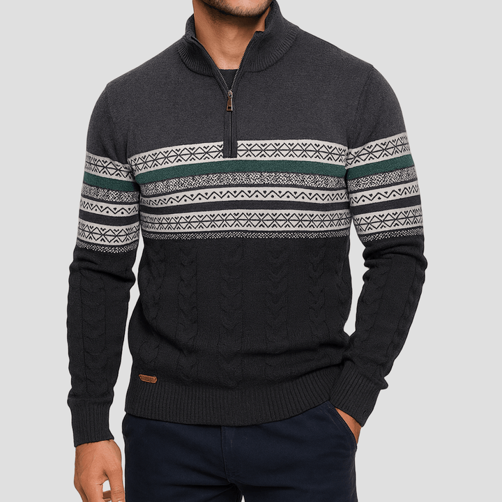 Jordan | Striped Quarter-Zip Sweater