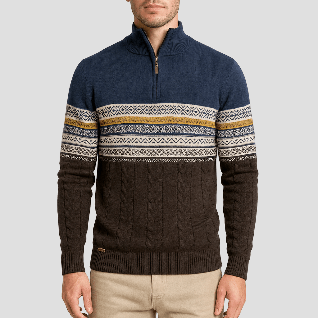 Jordan | Striped Quarter-Zip Sweater
