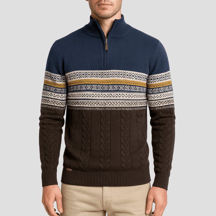 Jordan | Striped Quarter-Zip Sweater